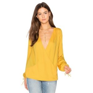 L’Academie NWT Long Sleeve Wrap Blouse Marigold